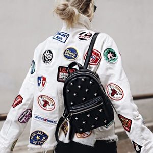 Free People White Denim Jacket with Patches | RARE